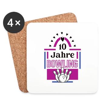10 Jahre Bowling Jubiläum Bowlingspielerin 10th - Untersetzer (4er-Set) - Weiß - Vorne
