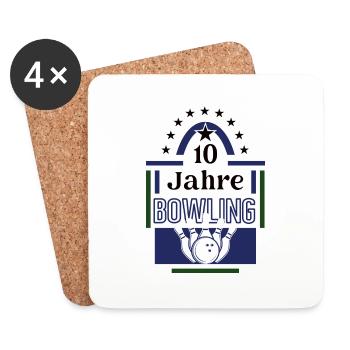 10 Jahre Bowling Jubiläum Bowlingspieler Jubi - Untersetzer (4er-Set) - Weiß - Vorne