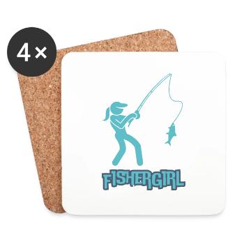 Pêcheuse - Femmes Qui Pêchent - Dessous de verre (lot de 4) - blanc - Devant
