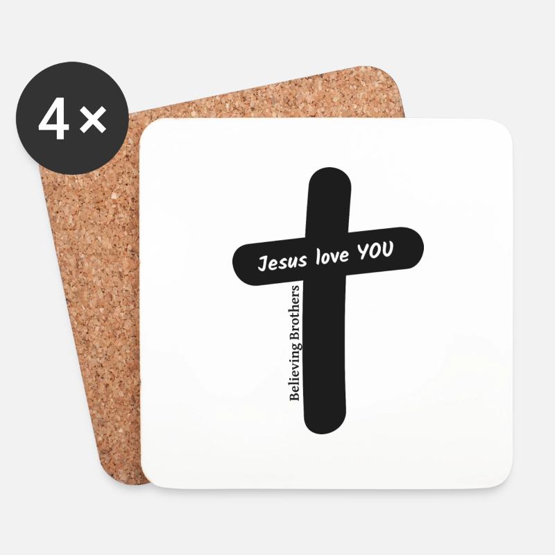 BT. Jesus love YOU - Untersetzer (4er-Set) - Weiß