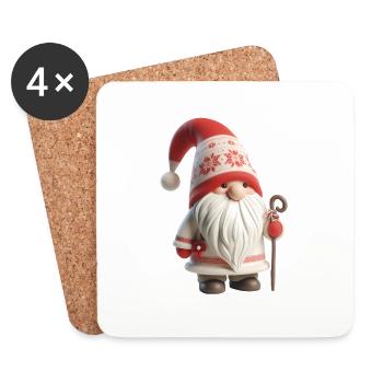 Gnome de Noël 3 - Dessous de verre (lot de 4) - blanc - Devant