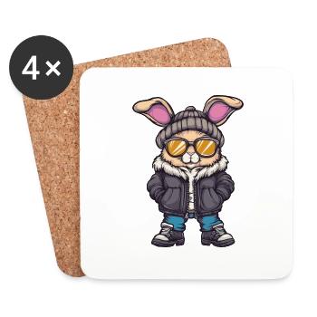 Lapin Hiver - Dessous de verre (lot de 4) - blanc - Devant