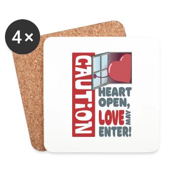 Heart open, love may enter (Valentine's Day) - Coasters (set of 4) - white - Front
