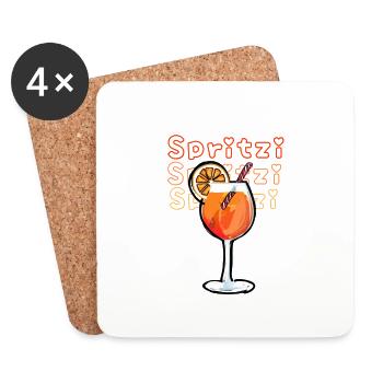 Spritzi, Cocktail, Illustration, Aperoli - Dessous de verre (lot de 4) - blanc - Devant