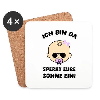 Baby girl locks up your sons - Coasters (set of 4) - white - Front