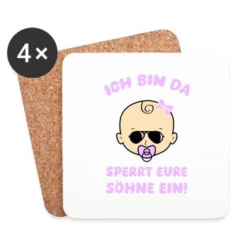 Baby girl locks up your sons - Coasters (set of 4) - white - Front