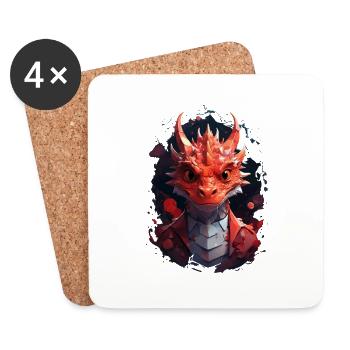 Drache - Untersetzer (4er-Set) - Weiß - Vorne