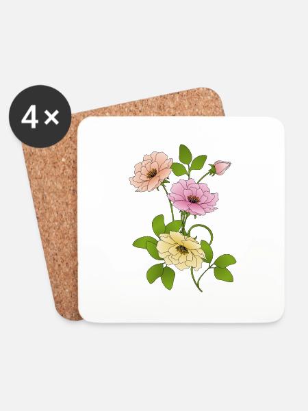 Blumen - Untersetzer (4er-Set) - Weiß