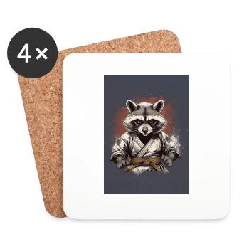 kung Fu karate raccoon - Coasters (set of 4) - white - Front
