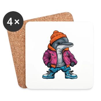 Dolphin Fashion Winter - Coasters (set of 4) - white - Front