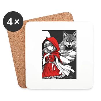 Chaperon rouge - Dessous de verre (lot de 4) - blanc - Devant