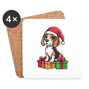 Beagle Hund Weihnachten Geschenke - Untersetzer (4er-Set) - Weiß - Vorne