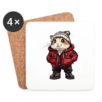 Hamster Fashion Winter - Coasters (set of 4) - white - Front