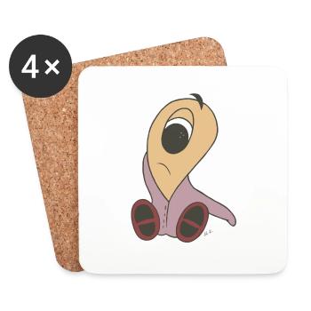 Doux triste bébé extraterrestre à la recherche de maman - Dessous de verre (lot de 4) - blanc - Devant