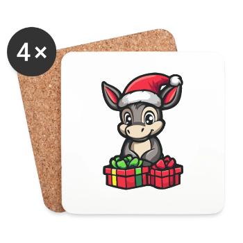 Donkey Christmas Gifts - Coasters (set of 4) - white - Front