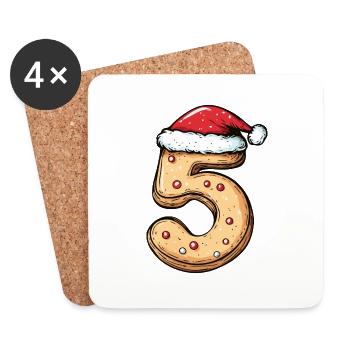 5 Number Christmas Cookie - Coasters (set of 4) - white - Front