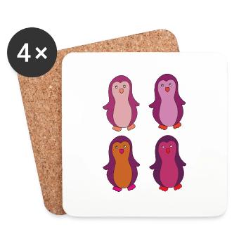 Pingouin 4ply multicolore - Dessous de verre (lot de 4) - blanc - Devant