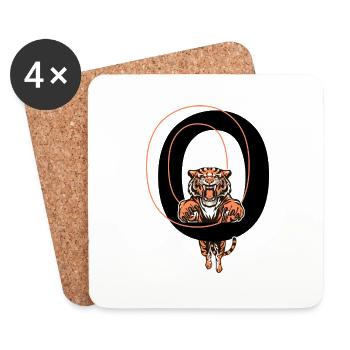 Buchstabe O Tiger - Geschenkidee - Untersetzer (4er-Set) - Weiß - Vorne
