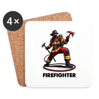 Firefighter Feuerwehr - Untersetzer (4er-Set) - Weiß - Vorne