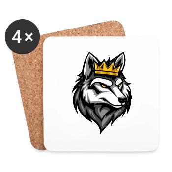 Couronne de dessin animé de loup - Dessous de verre (lot de 4) - blanc - Devant