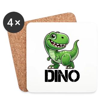 Dinosaures dinosaures - Dessous de verre (lot de 4) - blanc - Devant