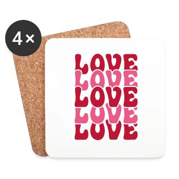 Liebe Liebe Liebe Liebe - Untersetzer (4er-Set) - Weiß - Vorne