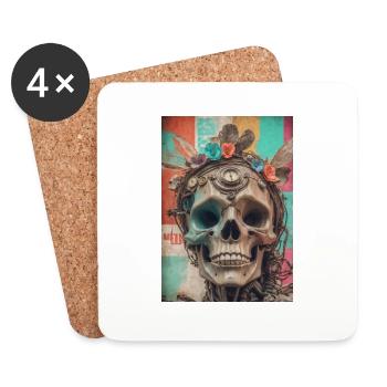 Color Skull 70´s - Untersetzer (4er-Set) - Weiß - Vorne