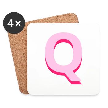 Pop und moderner rosafarbener Q-Buchstabe - Untersetzer (4er-Set) - Weiß - Vorne