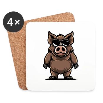 pig animal wild boar - Coasters (set of 4) - white - Front