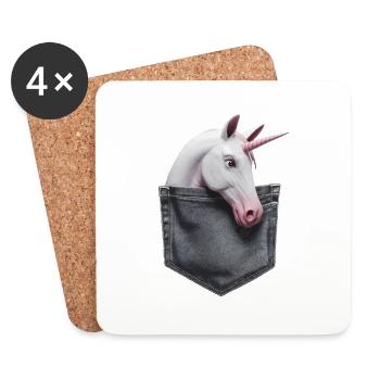 Einhorn - Untersetzer (4er-Set) - Weiß - Vorne