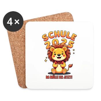 Kinder Schulkind 2025 Junge Einschulung Mädchen - Untersetzer (4er-Set) - Weiß - Vorne