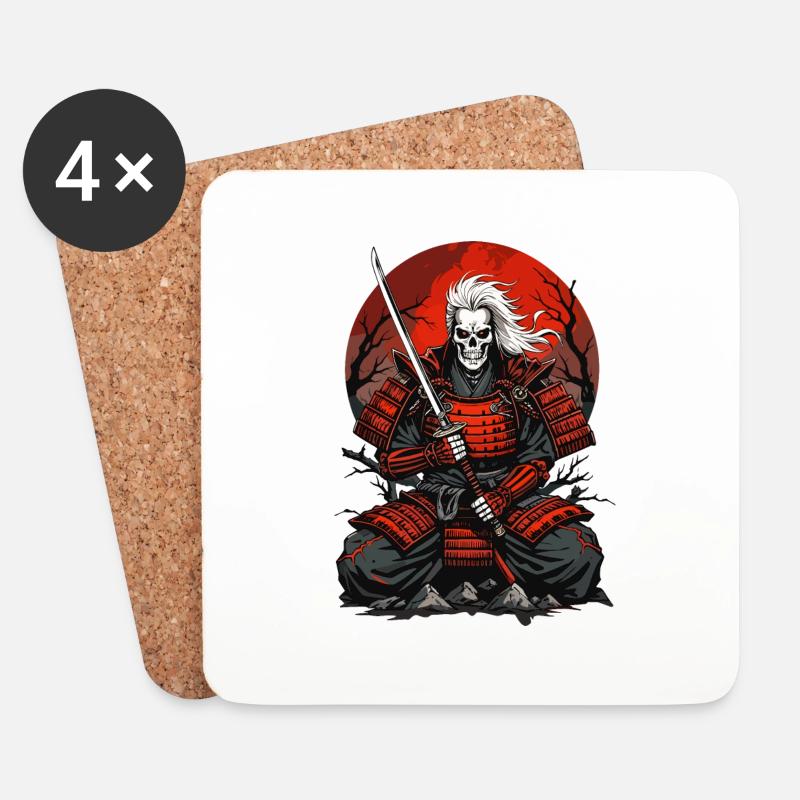 Uralte Samurai - Untersetzer (4er-Set) - Weiß