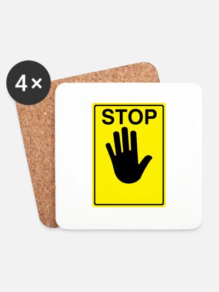 Stop Schild Logo - Untersetzer (4er-Set) - Weiß