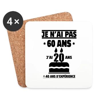 je n ai pas 60 ans cadeau Anniversaire - Dessous de verre (lot de 4) - blanc - Devant