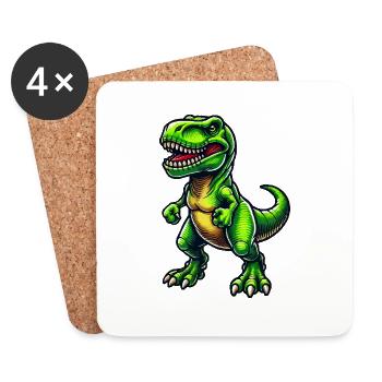 Dinosaur T-Rex - Coasters (set of 4) - white - Front