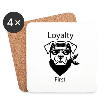 Gangster Dog - Loyalität zuerst Design - Untersetzer (4er-Set) - Weiß - Vorne