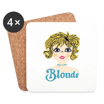 Retro Illustration Blonde - Untersetzer (4er-Set) - Weiß - Vorne