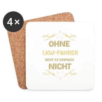 Cadeau pour le chauffeur de camion - Dessous de verre (lot de 4) - blanc - Devant