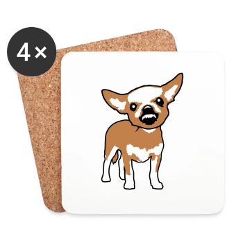 Chihuahua Kleiner Hund Böse Knirschen Nervig Wut - Untersetzer (4er-Set) - Weiß - Vorne