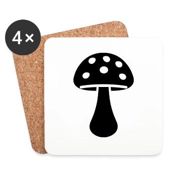 Champignon - Dessous de verre (lot de 4) - blanc - Devant