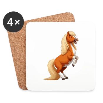 Shetlandpony bäumt sich auf - Untersetzer (4er-Set) - Weiß - Vorne