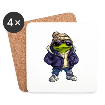 Frosch Cool Comic - Untersetzer (4er-Set) - Weiß - Vorne
