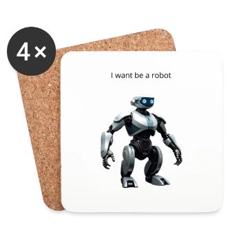 Roboter - Untersetzer (4er-Set) - Weiß - Vorne