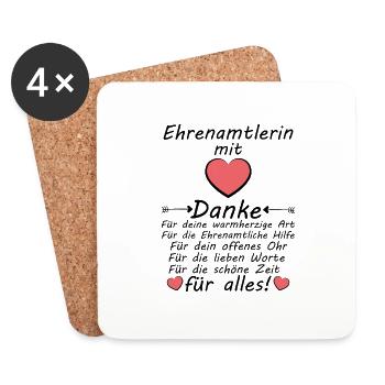Danke an Ehrenamtlerin Ehrenamt Mitarbeiterin - Untersetzer (4er-Set) - Weiß - Vorne