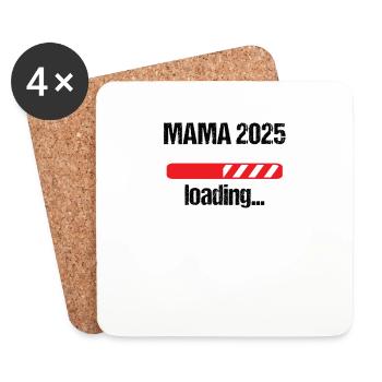 Maman 2025 Cadeau Femmes Dames Mère Enceinte - Dessous de verre (lot de 4) - blanc - Devant