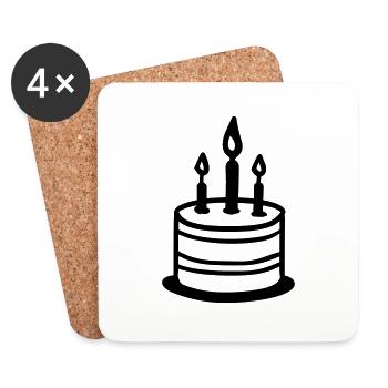 Gateau d'anniversaire - Dessous de verre (lot de 4) - blanc - Devant