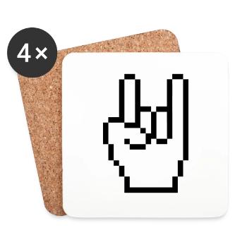 Rock Pixel Hand - Coasters (set of 4) - white - Front