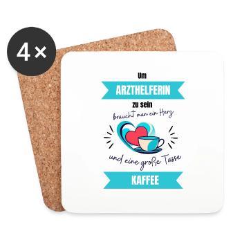 Arzthelferin mit Herz - Untersetzer (4er-Set) - Weiß - Vorne