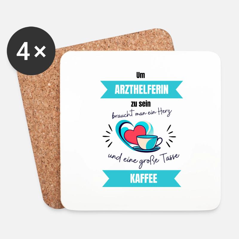 Arzthelferin mit Herz - Untersetzer (4er-Set) - Weiß