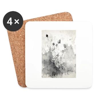 Peinture abstraite à l’aquarelle - Dessous de verre (lot de 4) - blanc - Devant
